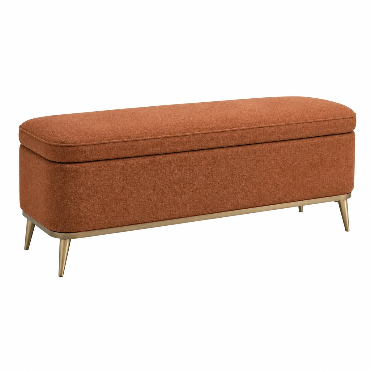 Polsterbank 140 x 45 x 48 cm Textil Rostbraun mit Stauraum Modern