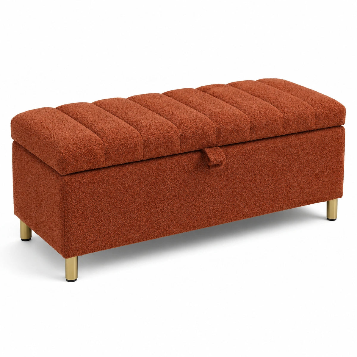 Sitzbank mit Stauraum 100 x 40 x 45 cm Textil Rostbraun Gepolstert