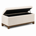 Truhenbank 120×45×50 cm Bouclé Stoff Creme mit Stauraum und Holzfüßen