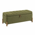 Sitzbank mit Stauraum 100×40×45 cm Bouclé-Textil Olivgrün gepolstert