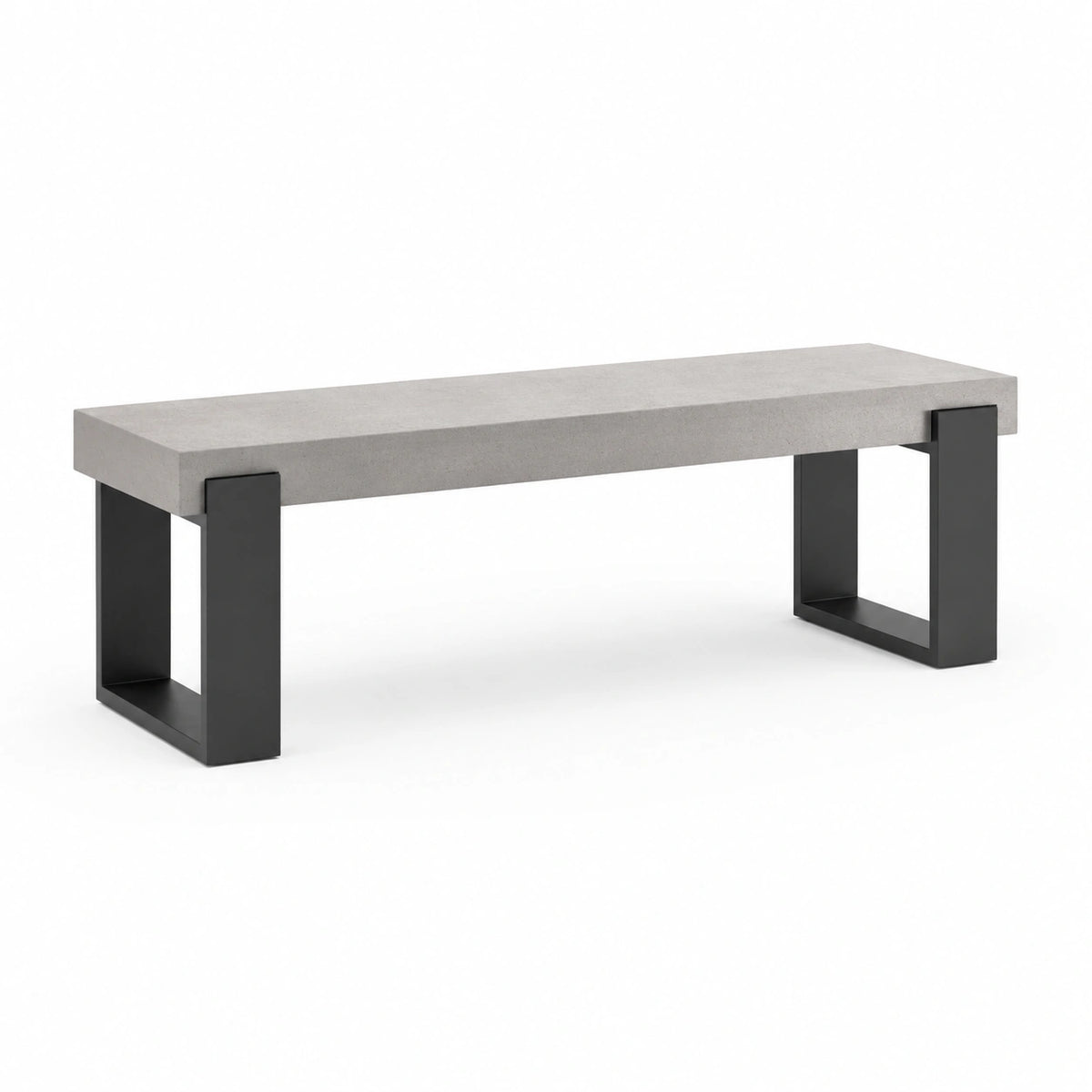 Sitzbank 160×40×45 cm Betonoptik Grau mit Metallgestell Schwarz - Modern