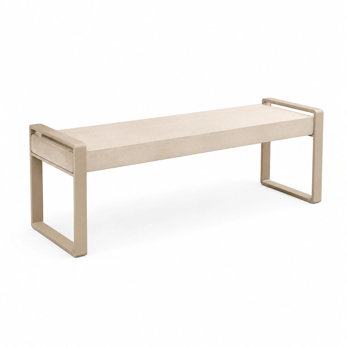 Sitzbank 120×40×45 cm beige gepolstert mit Metallgestell für Flur im modernen Stil