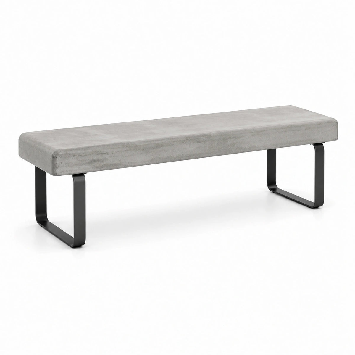 Sitzbank 120×40×45 cm aus Beton Grau mit Metallgestell Schwarz im Industriestil
