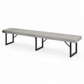 Sitzbank 180×35×45 cm in Betonoptik Grau mit Metallgestell Schwarz industrieller Stil