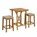 Bartisch-Set 100×60×105 cm aus Holz in Natur mit Seilgeflecht 3-teilig