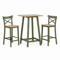 Bartisch-Set 100×60×91 cm Holz Natur Grün mit 2 Barhockern im Landhausstil