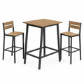 Bartisch-Set 100×60×105 cm Holz und Metall Braun Schwarz für Küche und Terrasse