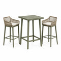 3-teiliges Gartenbar-Set 120×70×105 cm Aluminium Geflecht Olivgrün Taupe für Terrasse