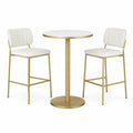 Bistroset 70 x 100 cm Metall Weiß Gold mit gepolsterten Barhockern