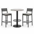 Bartisch-Set 80×105 cm mit Metallgestell in Schwarz Grau - 2 Barhocker im Industriestil