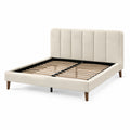 Polsterbett 180×200 cm Stoffbezug Creme mit Lattenrost Skandinavischer Stil