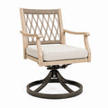 Drehsessel 75×75×98 cm aus Holz Natur Beige mit Seilgeflecht und Drehfuß