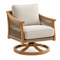 Drehsessel 78×82×88 cm aus Holz und Kordel in Natur Beige mit Polsterung