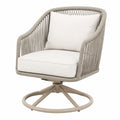 Drehsessel 80×78×88 cm aus Metall und Seilgeflecht in Taupe für Außenbereiche