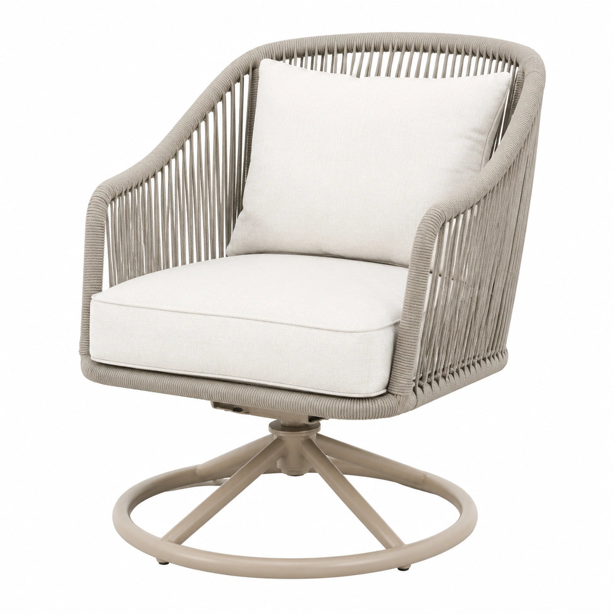 Drehsessel 80×78×88 cm aus Metall und Seilgeflecht in Taupe für Außenbereiche